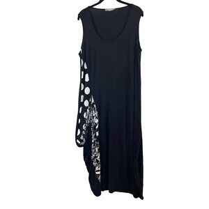 Alembika Black & White Polka Dot Artsy Maxi Dress Lagenlook - Size‎ 4 (US 12-14)